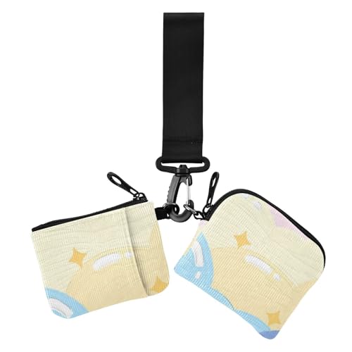 Farbige Süßigkeiten-Ölgemälde für Damen, doppelte Brieftaschen, Visitenkartenetui, dünn, flach, Reißverschluss, Münzgeldbörse mit Schlüsselanhänger, für Damen, 2 Packungen, Farbiges von Amooorous