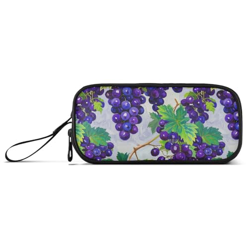 Federmäppchen, Ölgemälde mit violetten Trauben, Nylon, großes Fassungsvermögen, Federmäppchen, Organizer, Schule, Schreibwaren für die Schule und Damen von Amooorous