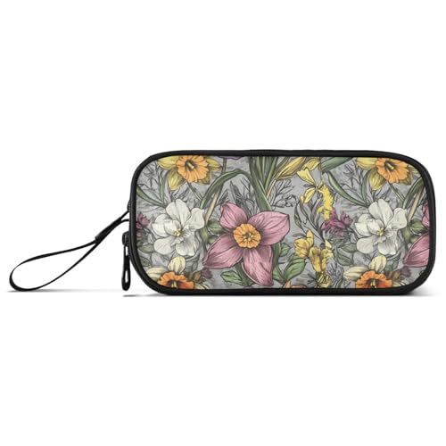 Federmäppchen aus Nylon, Motiv: Blumen, Narzissen, große Kapazität, großes Federmäppchen, Schreibwaren für Büro, Kinder von Amooorous