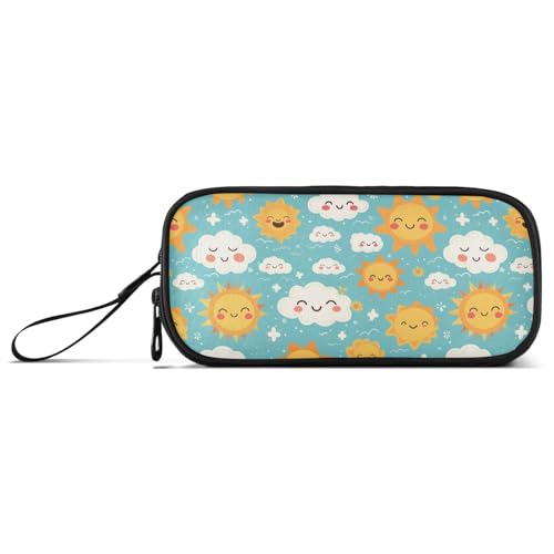 Federmäppchen aus Nylon, Motiv: Cartoon-Sonne und Wolke, großes Fassungsvermögen, großes Fassungsvermögen, Federmäppchen, Schreibwaren für College-Männer von Amooorous