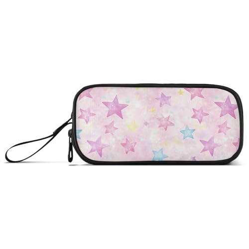 Federmäppchen aus Nylon, Motiv: Sweet Blush mit Sternen, großes Fassungsvermögen, Schulmäppchen, Schreibwaren-Tasche für elementare Erwachsene von Amooorous