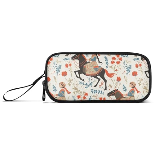 Federmäppchen aus Nylon, mit Blumenmuster, Boho, Pferd, hohe Kapazität, Federmäppchen für Schule, Schreibwaren, Organizer für Mittelschule und Kinder von Amooorous