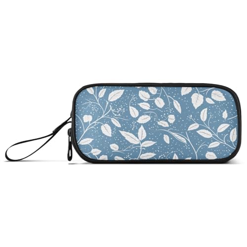 Federmäppchen aus Nylon, mit Blumenmuster, für Studenten, großes Fassungsvermögen, Kunst-Federmäppchen, Schreibwaren-Organizer für High School-Männer, Blau / Weiß von Amooorous