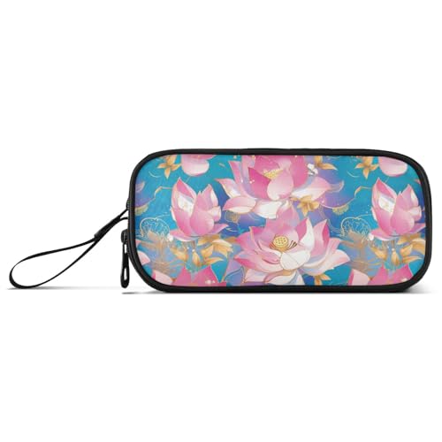 Federmäppchen aus Nylon mit Blumenmuster, hohe Kapazität, Federmäppchen für Kinder, Schule, Schreibwaren für Herren in der Mittelschule, Rotgold von Amooorous