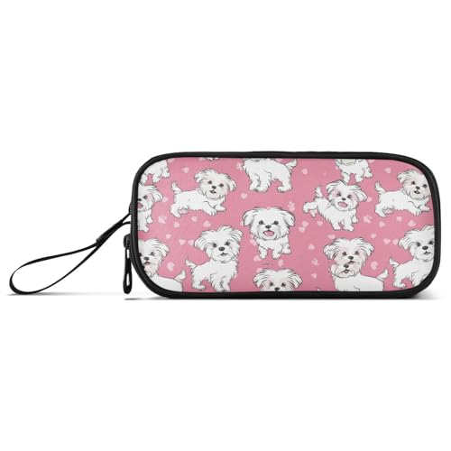 Federmäppchen aus Nylon mit Cartoon-Welpe, für Teenager, hohe Kapazität, Federmäppchen, Schule, Schreibwaren für elementare Mädchen von Amooorous