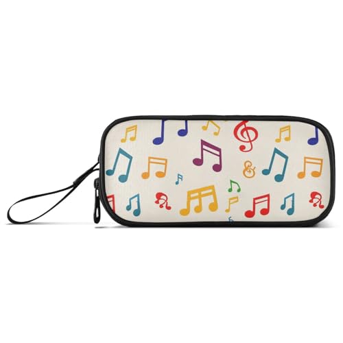 Federmäppchen für Mädchen, Cartoon-Musik-Symbol, Silhouette, Nylon, hohe Kapazität, Federmäppchen für Mädchen, Schreibwaren-Organizer für elementare Männer, Beige von Amooorous