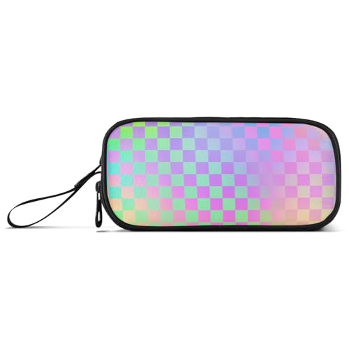 Federmäppchen für Mädchen, buntes Laser-Design, quadratisch, Nylon, großes Fassungsvermögen, Schulmäppchen, Schreibwaren-Organizer für Mittelschule und Männer von Amooorous