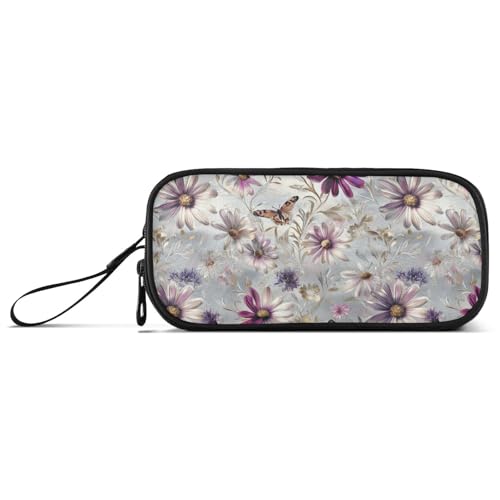 Federmäppchen für Ölgemälde, Motiv: violette Gänseblümchen, Schmetterling, Nylon, großes Fassungsvermögen, Schulmäppchen, Schreibwaren-Organizer für High School Teens Federmäppchen für Ölgemälde, Motiv: violette Gänseblümchen, Schmetterling, Nylon, großes Fassungsvermögen, Schulmäppchen, Schreibwaren-Organizer für High School Teens von Amooorous
