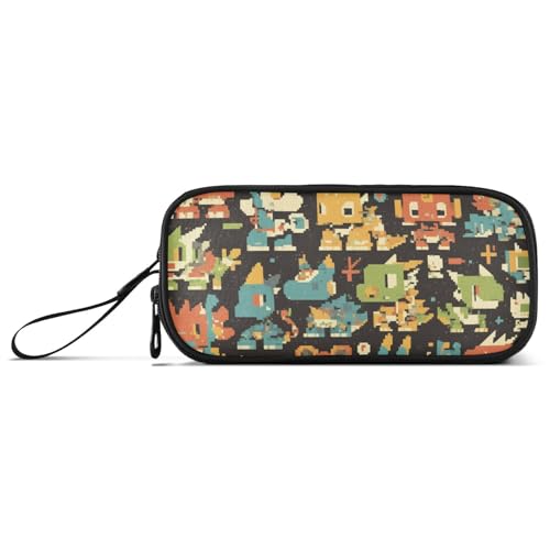 Federmäppchen im Cartoon-Stil, Dinosaurier-Design, Nylon, große Kapazität, Federmäppchen für College-Schreibwaren für elementare Teenager-Mädchen von Amooorous