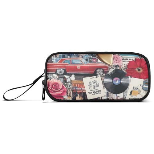 Federmäppchen im Retro-Collage-Stil, modisches Nylon, großes Federmäppchen, Federmäppchen, Schreibwaren für elementare Kinder von Amooorous