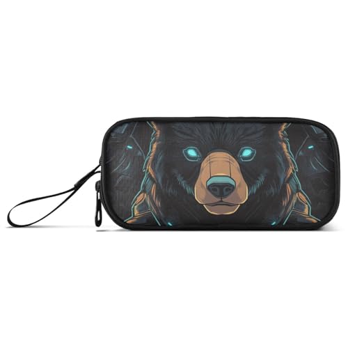 Federmäppchen mit Bärenmotiv, Nylon, große Kapazität, Federmäppchen für Mädchen, Schreibwarentasche für Mittelschule, Teenager von Amooorous