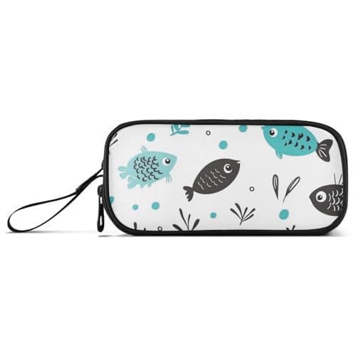 Federmäppchen mit Cartoon-Motiv, niedlich, schwarz, grün, Nylon, große Kapazität, Federmäppchen für Schule, Schreibwaren-Tasche für Grundschule von Amooorous