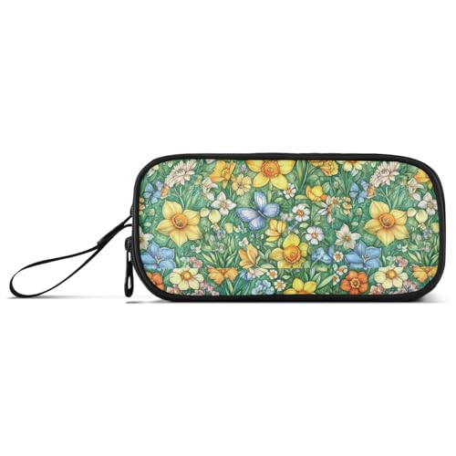 Federmäppchen mit Ölgemälde mit bunten Retro-Blumen, Nylon, hohe Kapazität, College-Federmäppchen, Schreibwaren für adrette Schule, Teenager von Amooorous