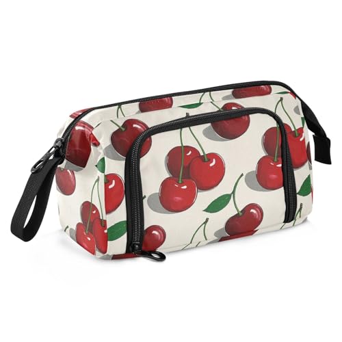 Federmäppchen mit Ölgemälde mit roter Kirsche, großes Fassungsvermögen, niedliches Federmäppchen, tragbares Federmäppchen, Kosmetik, Make-up für Jungen, Schule, Must-Have Federmäppchen mit Ölgemälde mit roter Kirsche, großes Fassungsvermögen, niedliches Federmäppchen, tragbares Federmäppchen, Kosmetik, Make-up für Jungen, Schule, Must-Have von Amooorous