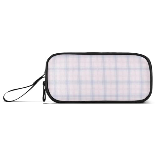 Federmäppchen mit Reißverschluss, großes Federmäppchen mit Reißverschluss, großes Fassungsvermögen, für Teenager, Mädchen, Schreibwaren-Tasche für Schule, Lehrer, Puderblau, Schachbrettmuster von Amooorous