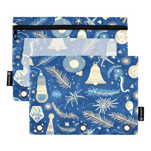 Federmäppchen mit Reißverschluss und transparentem Fenster, blau und weiß, Weihnachtsdekoration, Federmäppchen in verschiedenen Farben, 3-fach gelocht, Ordner für Büro, Schulbedarf, Kosmetik Federmäppchen mit Reißverschluss und transparentem Fenster, blau und weiß, Weihnachtsdekoration, Federmäppchen in verschiedenen Farben, 3-fach gelocht, Ordner für Büro, Schulbedarf, Kosmetik von Amooorous