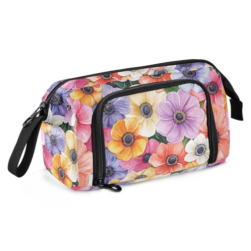 Federmäppchen mit Retro-Blumen mit Farb-Ölgemälde, großes Fassungsvermögen, Kosmetik, mit Reißverschluss, Federmäppchen mit Reißverschluss, für Studenten, Kosmetik Federmäppchen mit Retro-Blumen mit Farb-Ölgemälde, großes Fassungsvermögen, Kosmetik, mit Reißverschluss, Federmäppchen mit Reißverschluss, für Studenten, Kosmetik von Amooorous