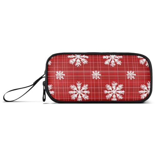 Federmäppchen mit Schneeflocken-Motiv, rotes Nylon-Federmäppchen, großes Fassungsvermögen, Schreibwaren-Organizer für Gymnasiallehrer von Amooorous