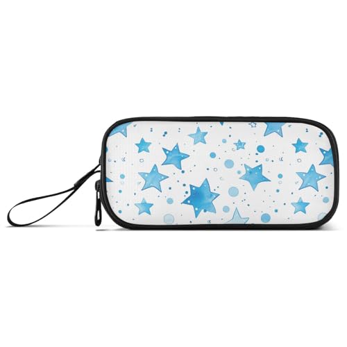 Federmäppchen mit blauen Sternen und Blasen, Nylon, groß, mit Reißverschluss, hohe Kapazität, Federmäppchen für Mädchen, Schreibwaren-Tasche für College, Teenager von Amooorous