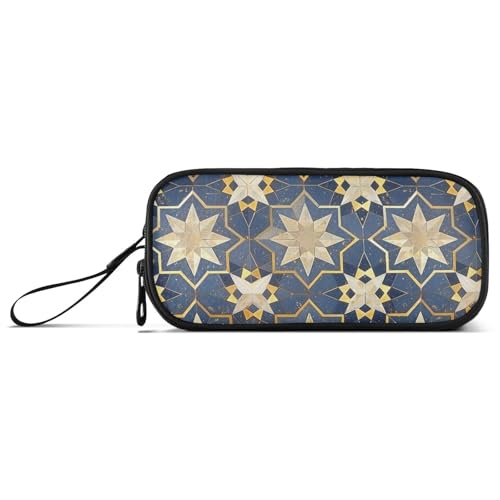 Federmäppchen mit geometrischem Muster aus Sternen und Linien, Nylon, großes Fassungsvermögen, Federmäppchen für Mädchen, Schreibwaren für Erwachsene von Amooorous