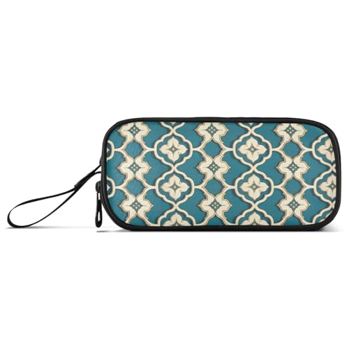 Federmäppchen mit modischem geometrischem Muster, Nylon, großer Reißverschluss, hohe Kapazität, Federmäppchen für Schule, Schreibwaren für Büro und Herren von Amooorous