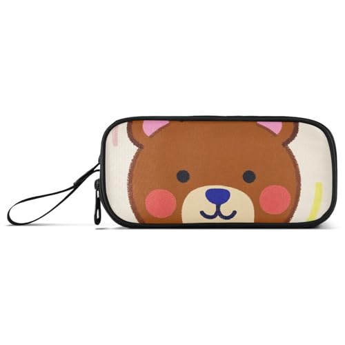 Federmäppchen mit niedlichem Cartoon-Tierbär, Nylon, für Jungen, hohe Kapazität, Federmäppchen für Teenager, Mädchen, Schule, Schreibwaren für Herren in der Mittelschule von Amooorous
