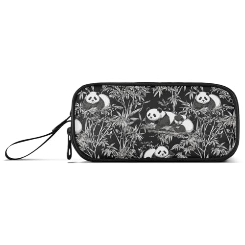 Federmäppchen mit niedlichem Panda-Motiv, Nylon, große Kapazität, großer Reißverschluss, Federmäppchen, Schreibwaren-Organizer für Lehrer von Amooorous