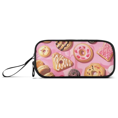 Federmäppchen mit niedlichem buntem Donut-Motiv, Nylon, für Teenager, große Kapazität, Federmäppchen für Mädchen, Schreibwaren für College-Mädchen von Amooorous