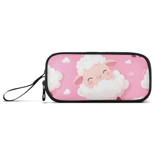 Federmäppchen mit niedlichem weißem Schaf, Nylon, große Kapazität, Federmäppchen für Kinder, Schule, Schreibwaren für Schule, Erwachsene von Amooorous
