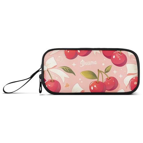 Federmäppchen mit niedlicher Pfirsich-Schleife, Nylon, für Teenager, hohe Kapazität, Federmäppchen, Organizer, Schreibwaren-Organizer für College-Mädchen von Amooorous