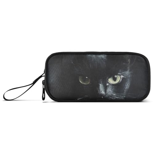 Federmäppchen mit niedlicher weißer Katze, Nylon, Reißverschluss, große Kapazität, Federmäppchen für College, Schreibwaren, Organizer für College-Kinder von Amooorous