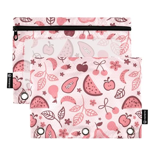 Federmäppchen mit transparentem Fenster, Pfirsichfrucht, Party-Federmäppchen, Organizer mit Reißverschluss, verstärkte Ösen, Federmäppchen, 3 für Bürobedarf, mehrfarbig, 2 Stück von Amooorous