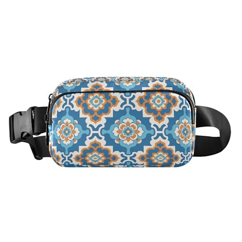 Flache Bauchtasche mit geometrischem Muster, modische Blume, modische Gürteltasche für Damen und Herren, kleine Umhängetasche mit verstellbarem Riemen für Reisen, Laufen, Wandern von Amooorous
