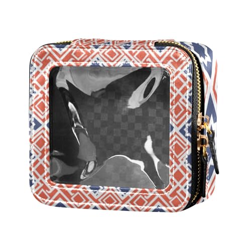 Flache geometrische Würfel, orange-blau, niedlich, Reise-Make-up-Tasche, transparent, kleine Kosmetiktasche für Geldbörse, Reise-Kosmetiktasche zum Fliegen Flache geometrische Würfel, orange-blau, niedlich, Reise-Make-up-Tasche, transparent, kleine Kosmetiktasche für Geldbörse, Reise-Kosmetiktasche zum Fliegen von Amooorous