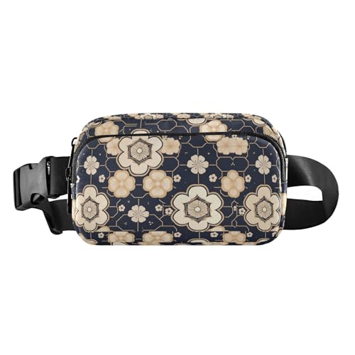 Flaches geometrisches Muster, achteckige Blume, modische Bauchtasche für Damen und Herren, Mehrzweck-Schultertasche, Reisezubehör mit verstellbarem Riemen für Reisen, Fitnessstudio, Arbeit von Amooorous