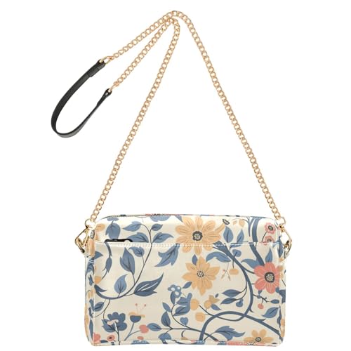 Flower World Modische Schulterhandtaschen für Damen, veganes Leder, Geldbörsen, Crossbody-Tasche, Reißverschluss, Schultertasche von Amooorous