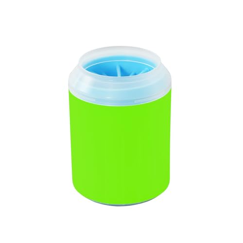 Fluoreszierendes grünes einfarbiges, wiederverwendbares Haustierpfotenreiniger-Becher mit weicher Silikon-Bürste für kleine, mittelgroße und große Rassen, Hunde/Katzen, lavadora de patas para perros von Amooorous