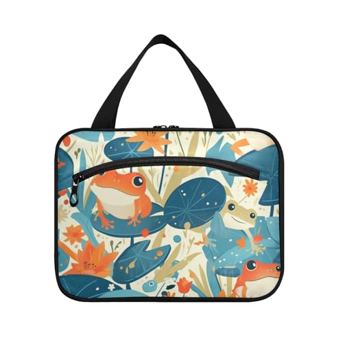 Fresh Spring Süße Frösche hängende Damen-Kulturbeutel mit Haken, Designer-Make-up-Tasche für Damen, Reisen, Maletín para maquillaje L von Amooorous