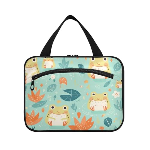 Fresh Spring süße Frösche zum Aufhängen, Reise-Make-up-Tasche mit Haken, faltbare Designer-Tasche für Damen, ideal für Urlaub, Bolso para maquillaje de Mujer L von Amooorous
