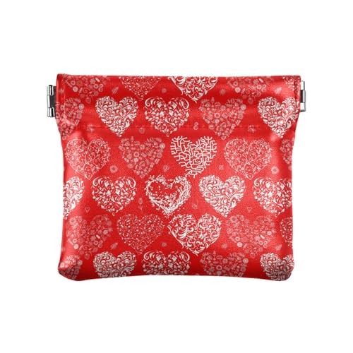 Frohe Weihnachten Happy Valentine's Day Rot Damen Leder Münzgeldbörse Portemonnaie Fancy Reise Zubehör für Männer Frauen Reisen, Merry Christmas Happy Valentine's Day rot, 1 size von Amooorous