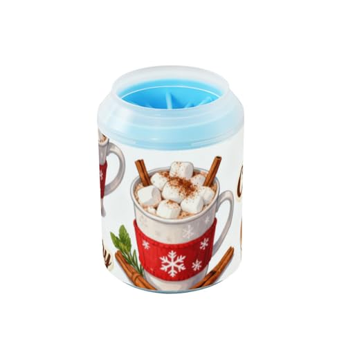 Frohe Weihnachten Lebkuchen-Kaffee Tragbarer Hundefußreiniger Becher mit Silikonbürste Weiches Haustierzubehör und Zubehör für Hunde Katzen Zubehör para perros von Amooorous