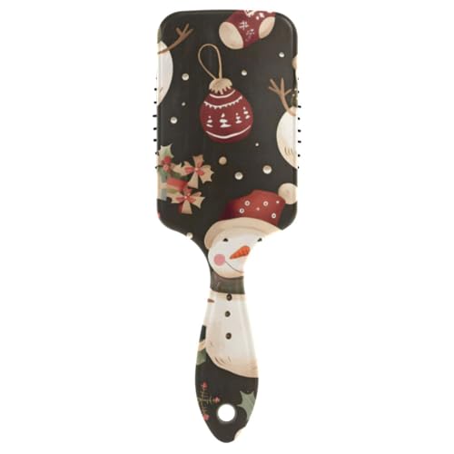 Frohe Weihnachten Schneemänner schwarze antistatische Haarbürste für Herren, Kopfhautmassagegerät für glattes Haar mit ergonomischem Griff, Cepillo para cabello von Amooorous