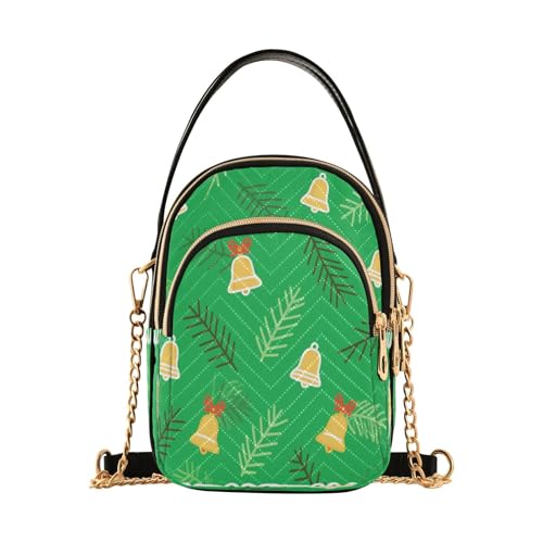 Frohe Weihnachten gelbe Glockenförmige Stechpalme trendige Umhängetasche mit mehreren Taschen Handtasche für Frauen als Geburtstagsgeschenke von Amooorous