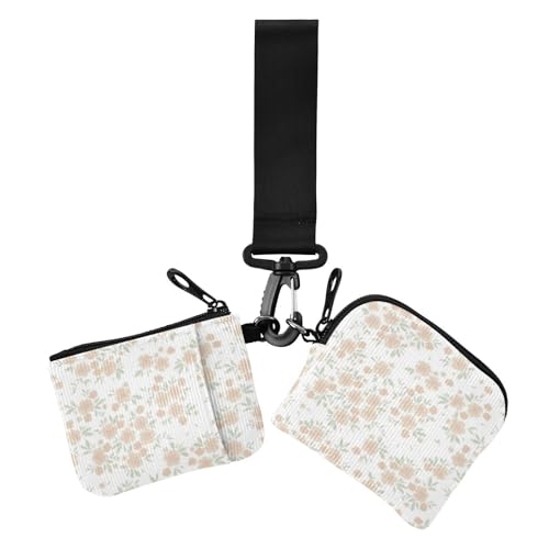 Frühlingsorange weiche Damen-Münzgeldbörsen Kartenetuis schlanke tragbare Geldbörse mit Reißverschlussfach für Damen 2 Stück, Frühlingsorange mit weichem Blumenmuster, 1 size, Casual von Amooorous