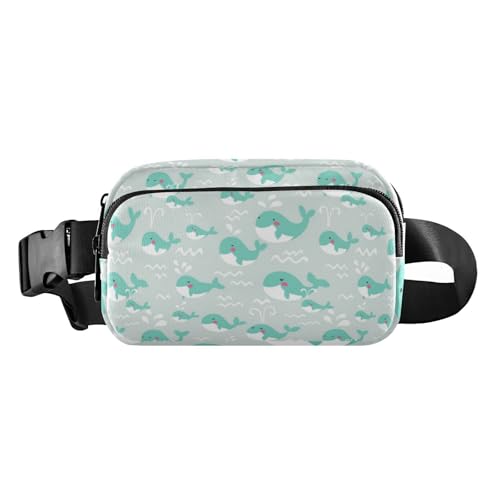 Funny Whales modische Gürteltasche für Herren und Damen, kleine Crossbody-Tasche mit verstellbarem Riemen für Reisen, Laufen, Wandern, Lustige Wale, 1 size von Amooorous