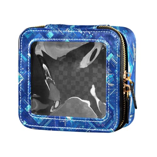 Futuristische Mini-Make-up-Tasche, transparent, Reisetaschen für Toilettenartikel, Make-up-Organizer für Damen, Blau von Amooorous
