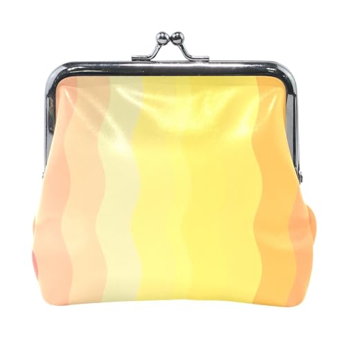 Gelber Farbverlauf Damen Leder Münzgeldbörsen Pouches Portable Mini Coin Purse Pouches für Männer Frauen Reisen von Amooorous