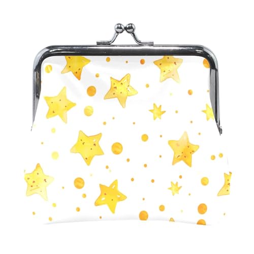 Gelber Stern Bubble Damen PU-Leder Münzgeldbörse niedlicher Schmuck-Organizer für Frauen von Amooorous