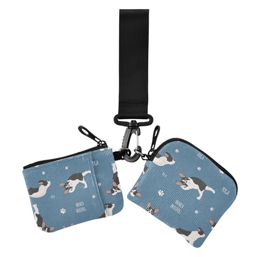 Geldbörse für Damen, Motiv: Yoga-Bulldogge, Kreditkartenhalter, schmal, abnehmbarer Reißverschluss, Handgelenktasche mit Reißverschluss, Münzfach für Damen, 2 Stück, Schwarz und Weiß, Schwarz-weiße von Amooorous