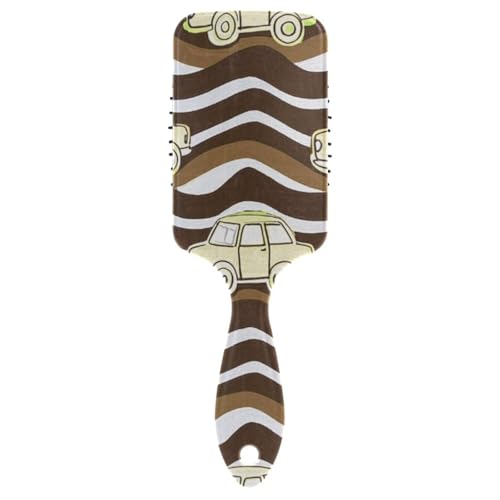 Glatte Bürsten mit Wellenmuster im Cartoon-Auto, Khaki, für schwarze Frauen, Nass- und Trockenbürste für glattes Haar mit ergonomischem Griff, cepillo para cabello von Amooorous